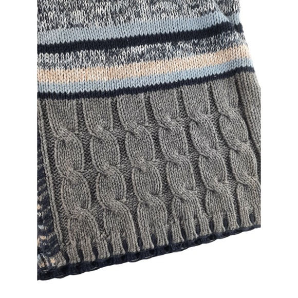 Vintage Paul Harris Women's Blue Cream Striped Mix Knit Chunky Grandpa Sweater L - Picture 3 of 9